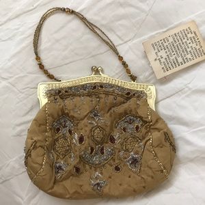 Vintage hand beaded bag evening clutch